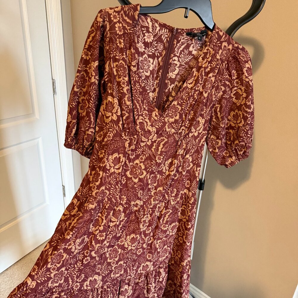 Velvet Heart XS Dress Maroon/Tan Pockets
